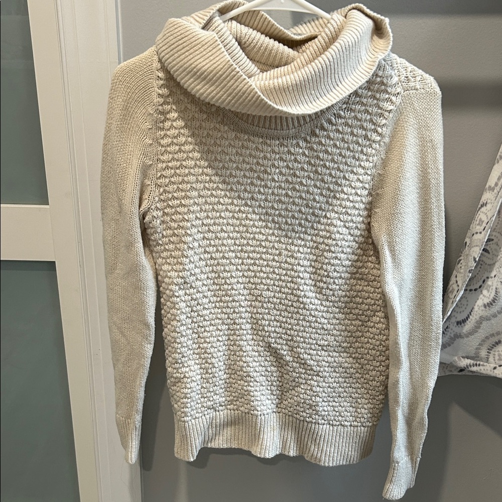 Banana Republic Cream Cowl Neck Textured Sweater